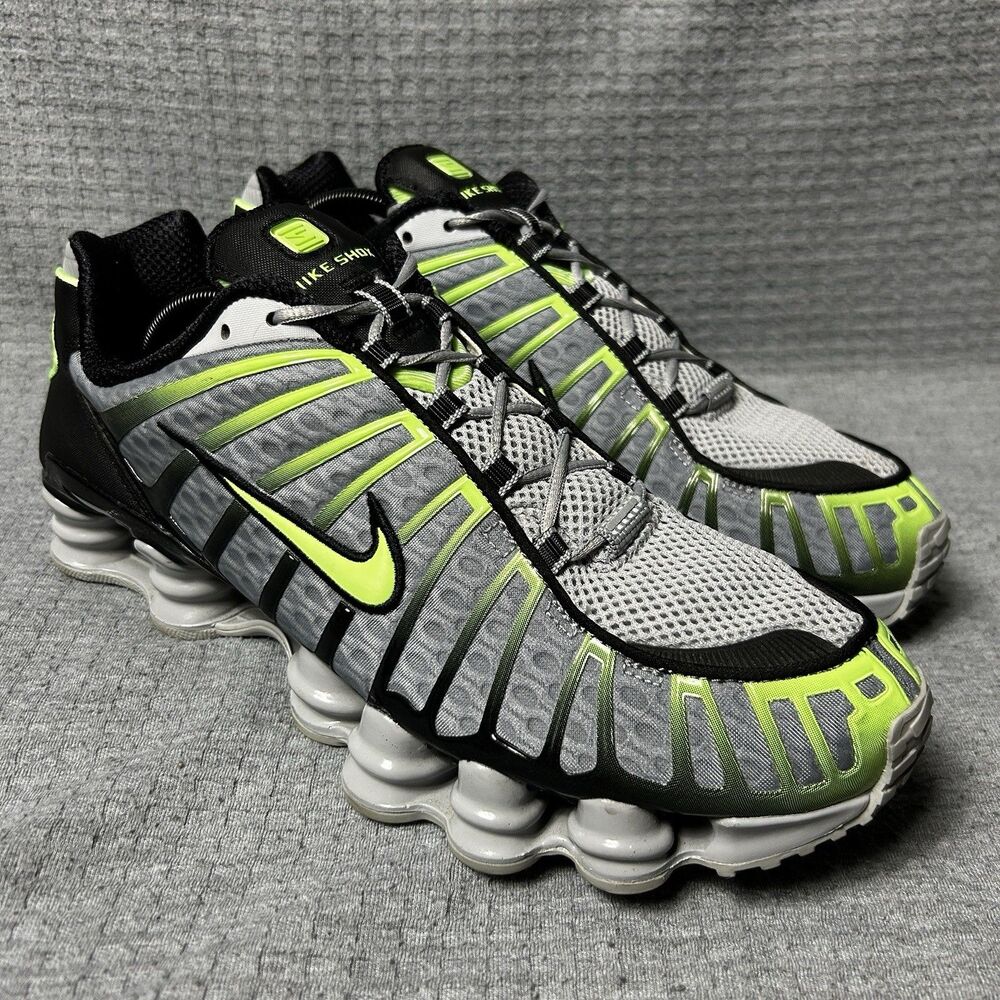 Nike Shox TL Shoes Wolf Grey Lime Blast Green Men's Size 12 AV3595-005 Sneakers